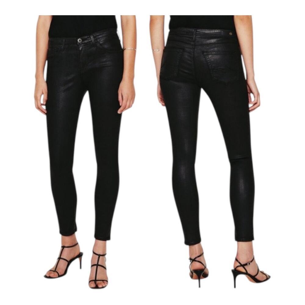 AG size 25 Jeans Leatherette Black High-Rise Ankle Skinny Pants